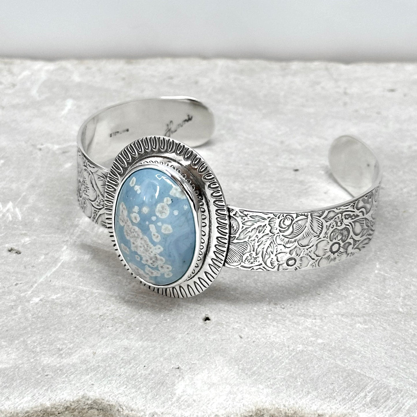 Leland Blue Cuff Bracelet with Flower Band