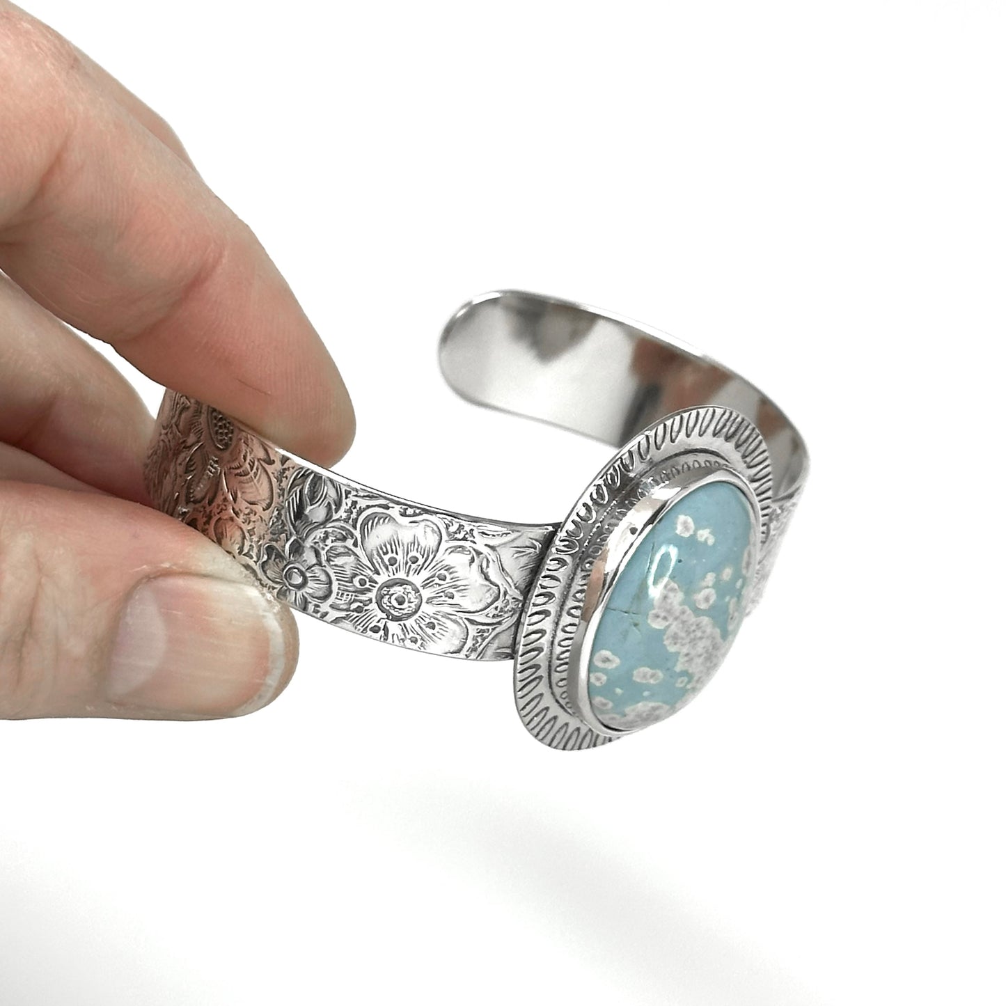 Leland Blue Cuff Bracelet with Flower Band