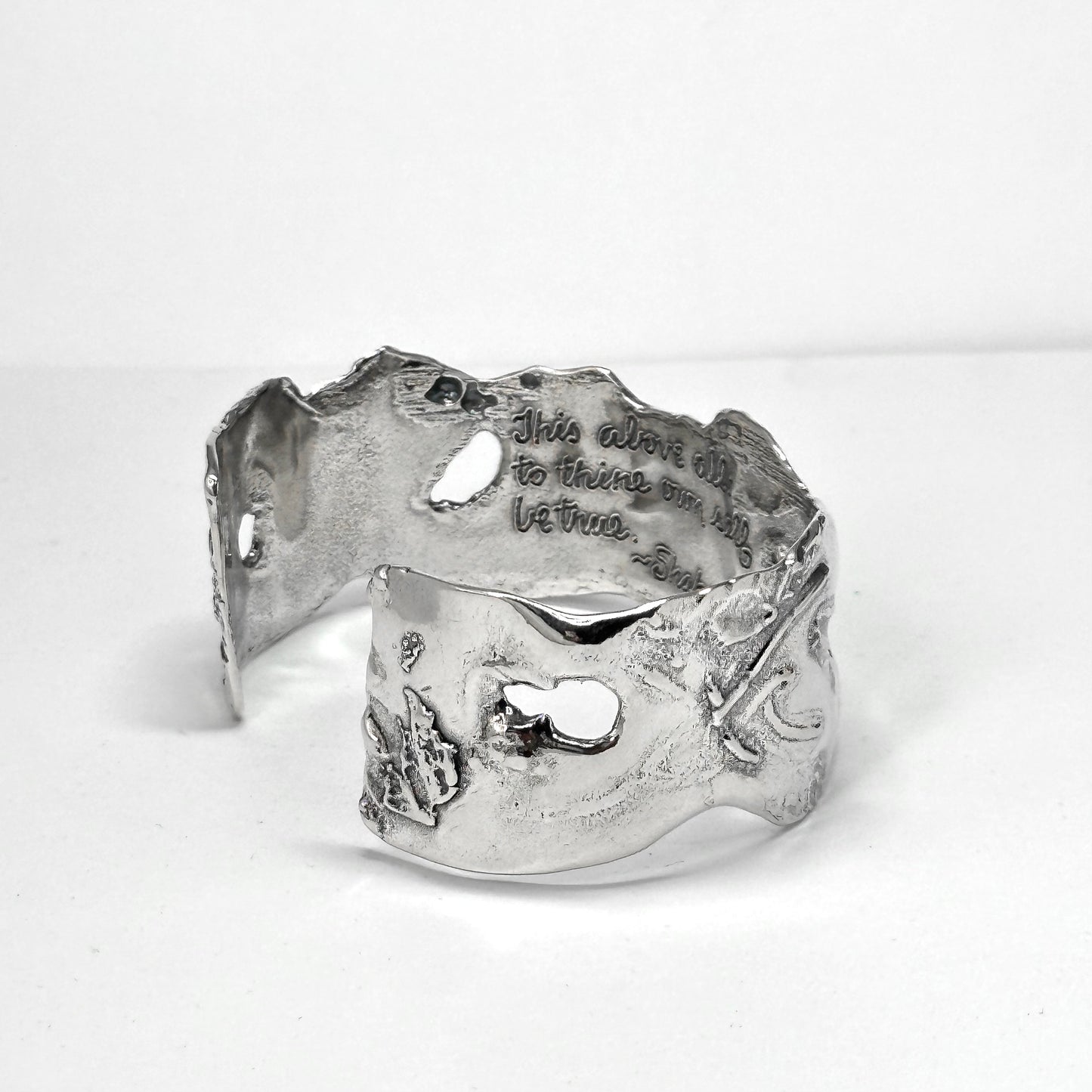 Shakespeare "Be True" Silver Cuff Bracelet