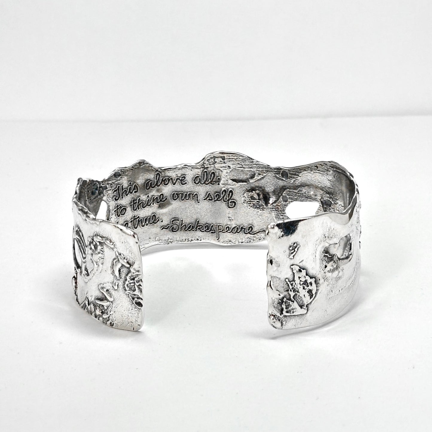 Shakespeare "Be True" Silver Cuff Bracelet