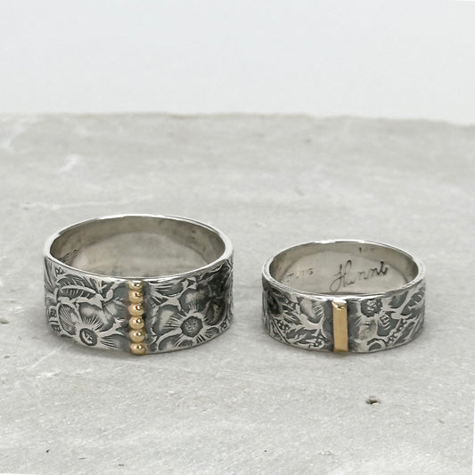 Floral Ring with Sterling and 14kt Gold