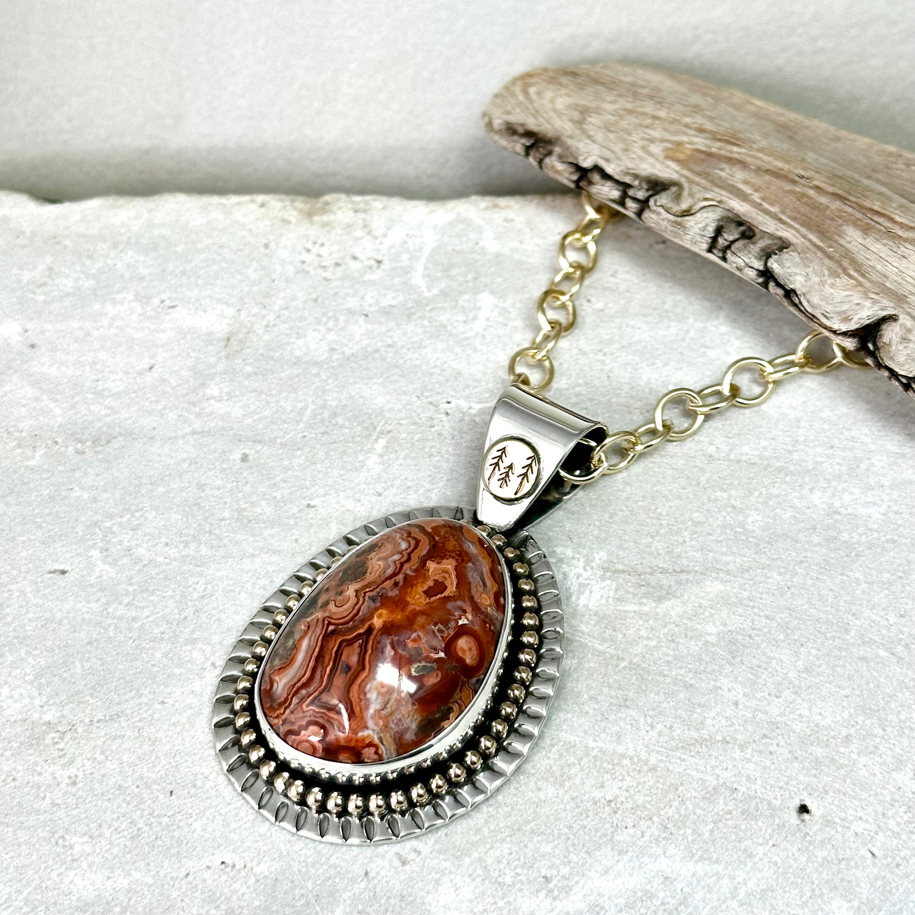 Lake Superior AGATE Pendant Minesotta Silver 925, outlet CWA14.3