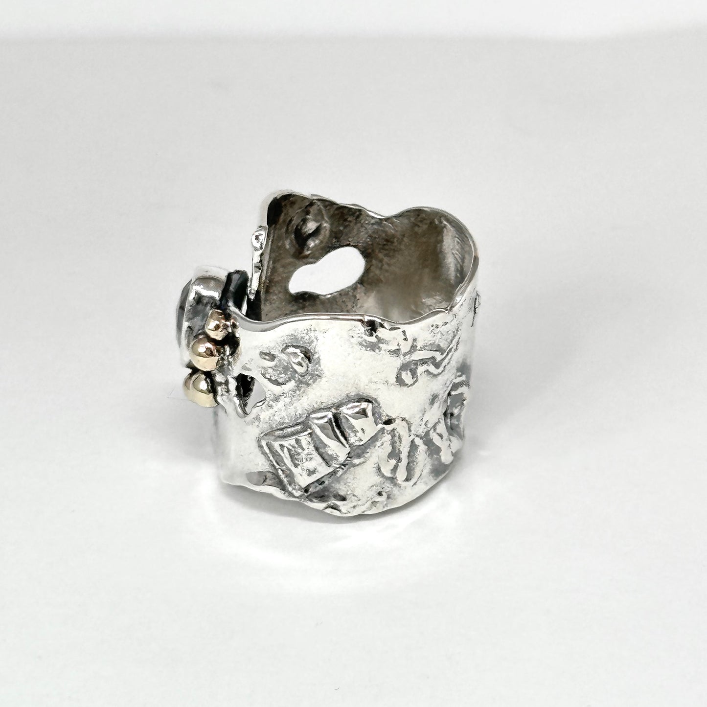 Black Opal Ring, 14kt Gold & Sterling Silver