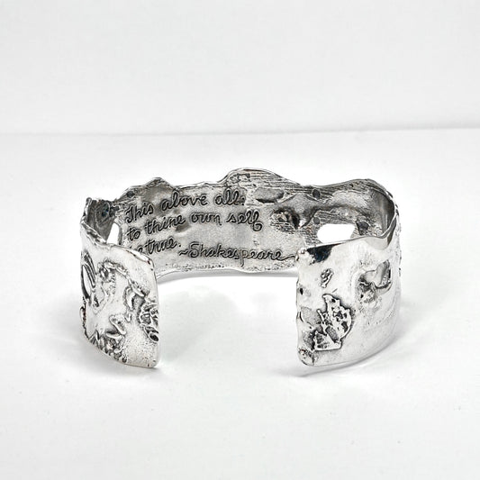 Shakespeare "Be True" Silver Cuff Bracelet