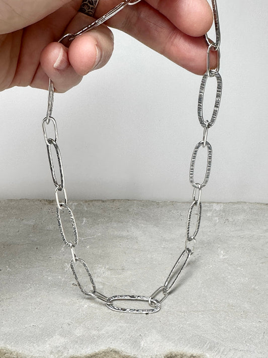 Handmade Paperclip Chain Reversible Pattern | Argentium Silver