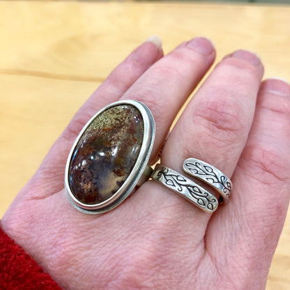 moss agate limitless silver ring by hanni jewelry