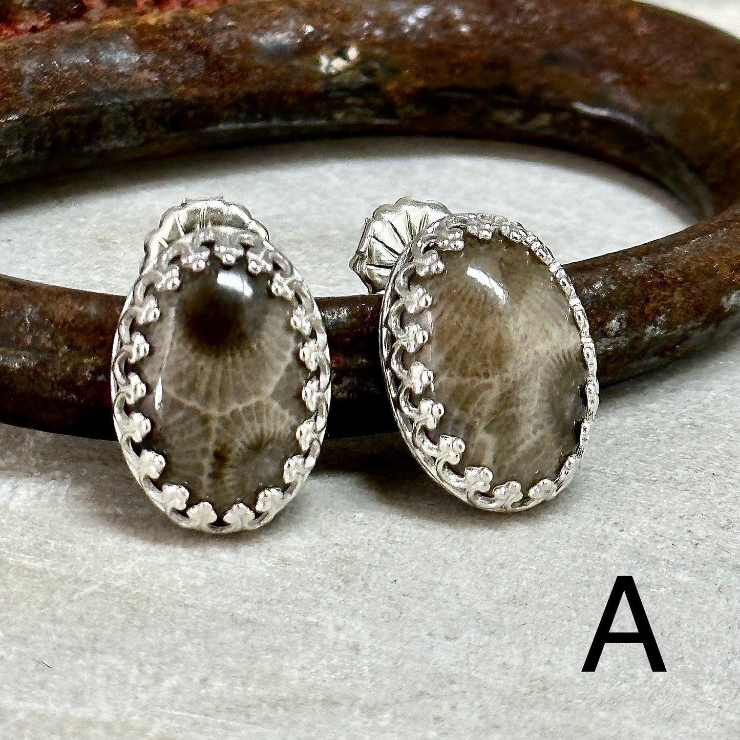 Petoskey Stone Stud Earrings